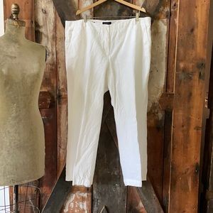 White lined linen pants